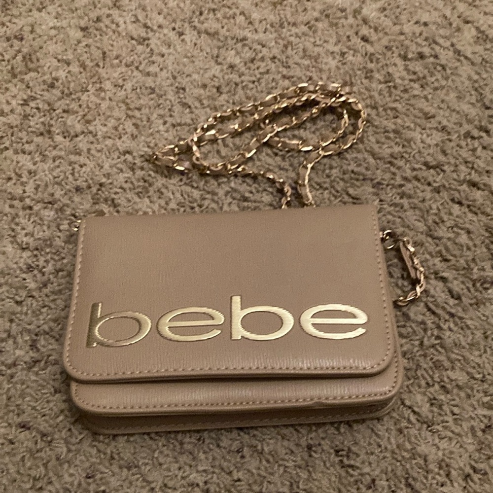 Bebe Tan and Gold Crossbody Bag with Elegant Design